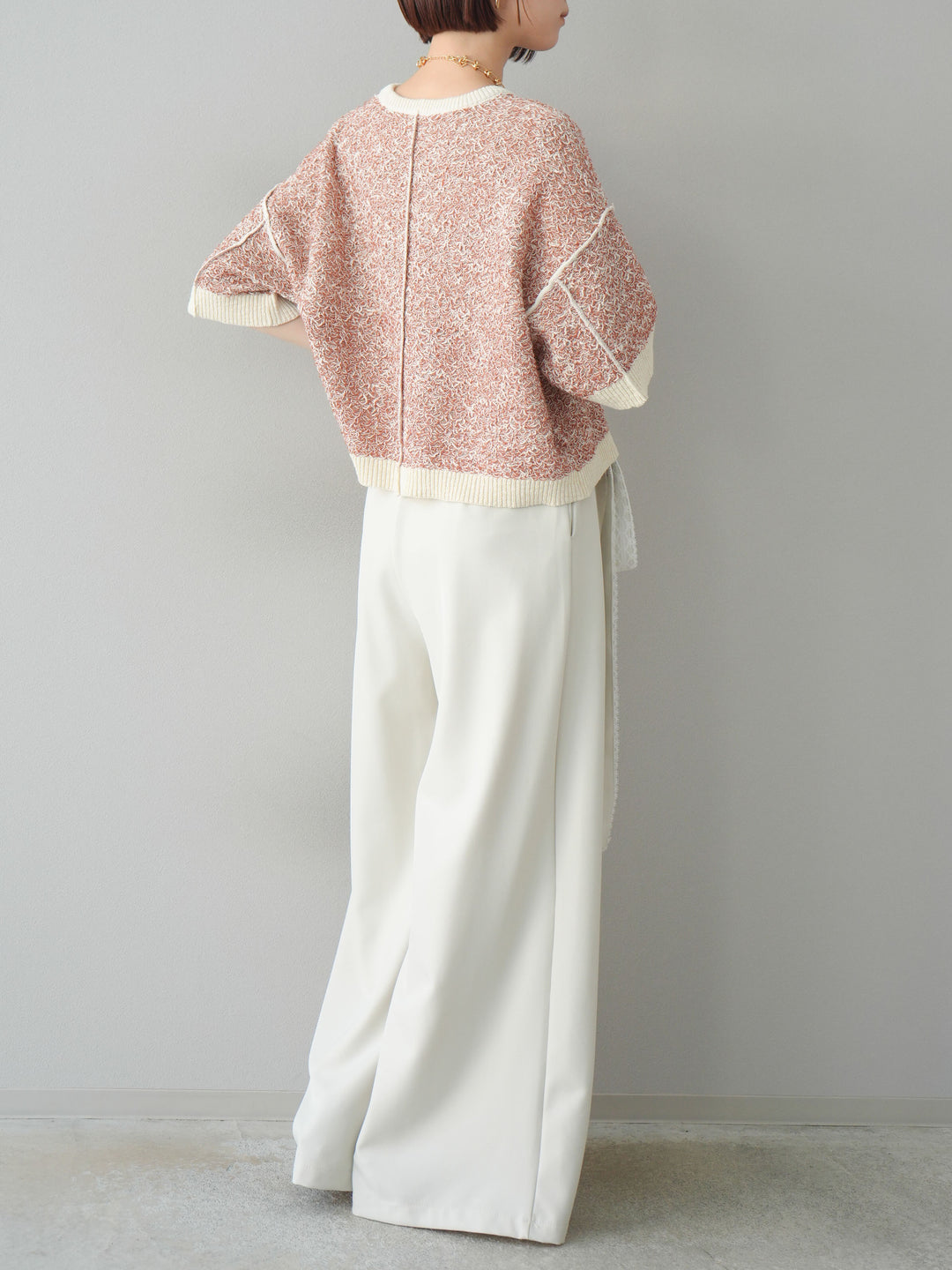 【預購】蕾絲腰帶設計寬褲/象牙白