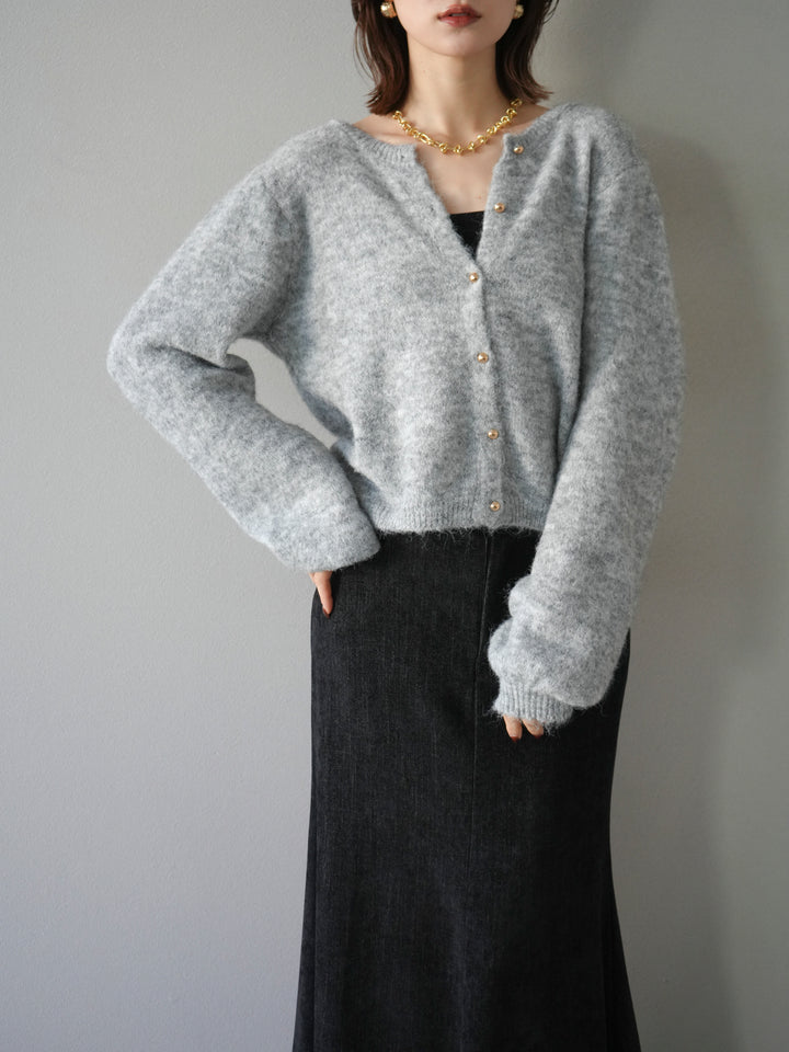 [SET]ゴールドボタンニットカーディガン+ベルベットマーメイドスカート(2set)