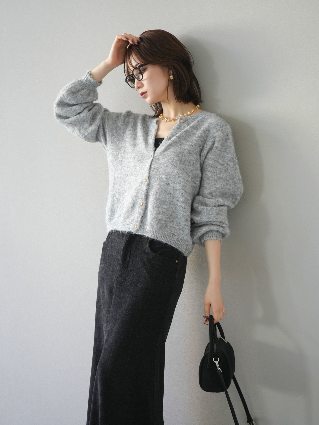 [SET]ゴールドボタンニットカーディガン+ゴールドボタンニットカーディガン(2set)