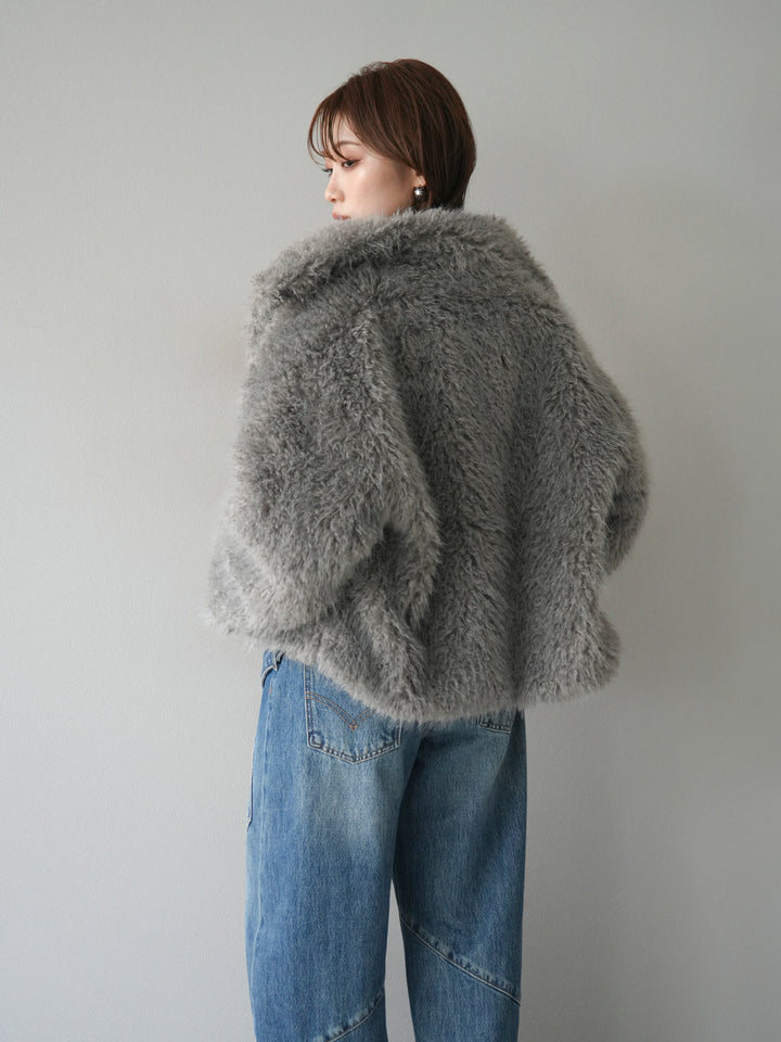 [予約]シャギーファースタンド2WAYジャケット/ gray