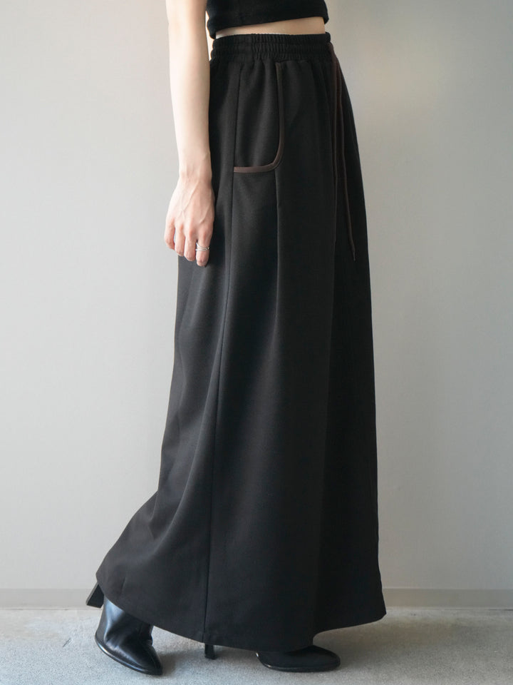 [予約]配色パイピングIラインスカート/black