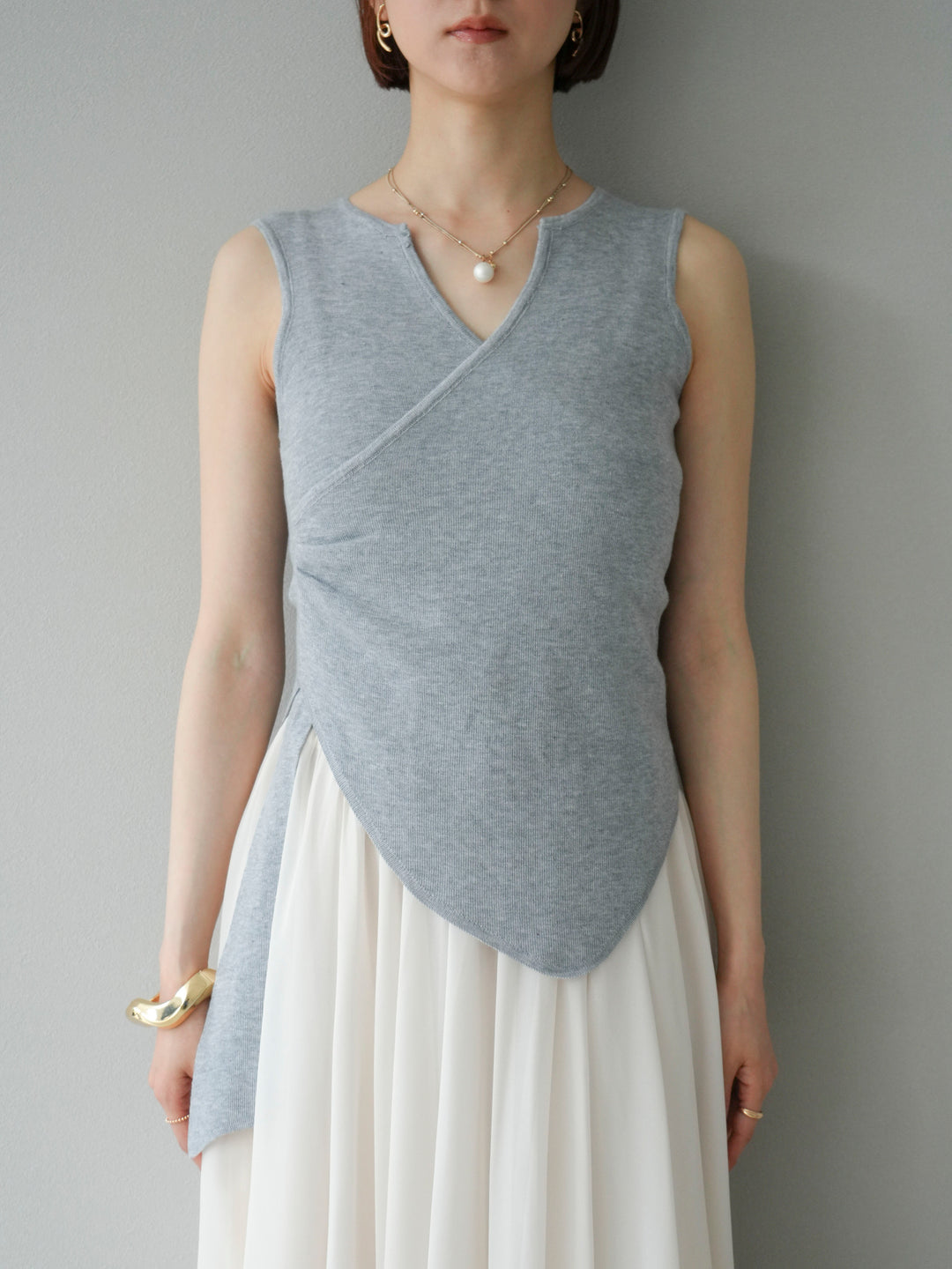 【預購】Cache-Coeur 無袖針織上衣/灰色