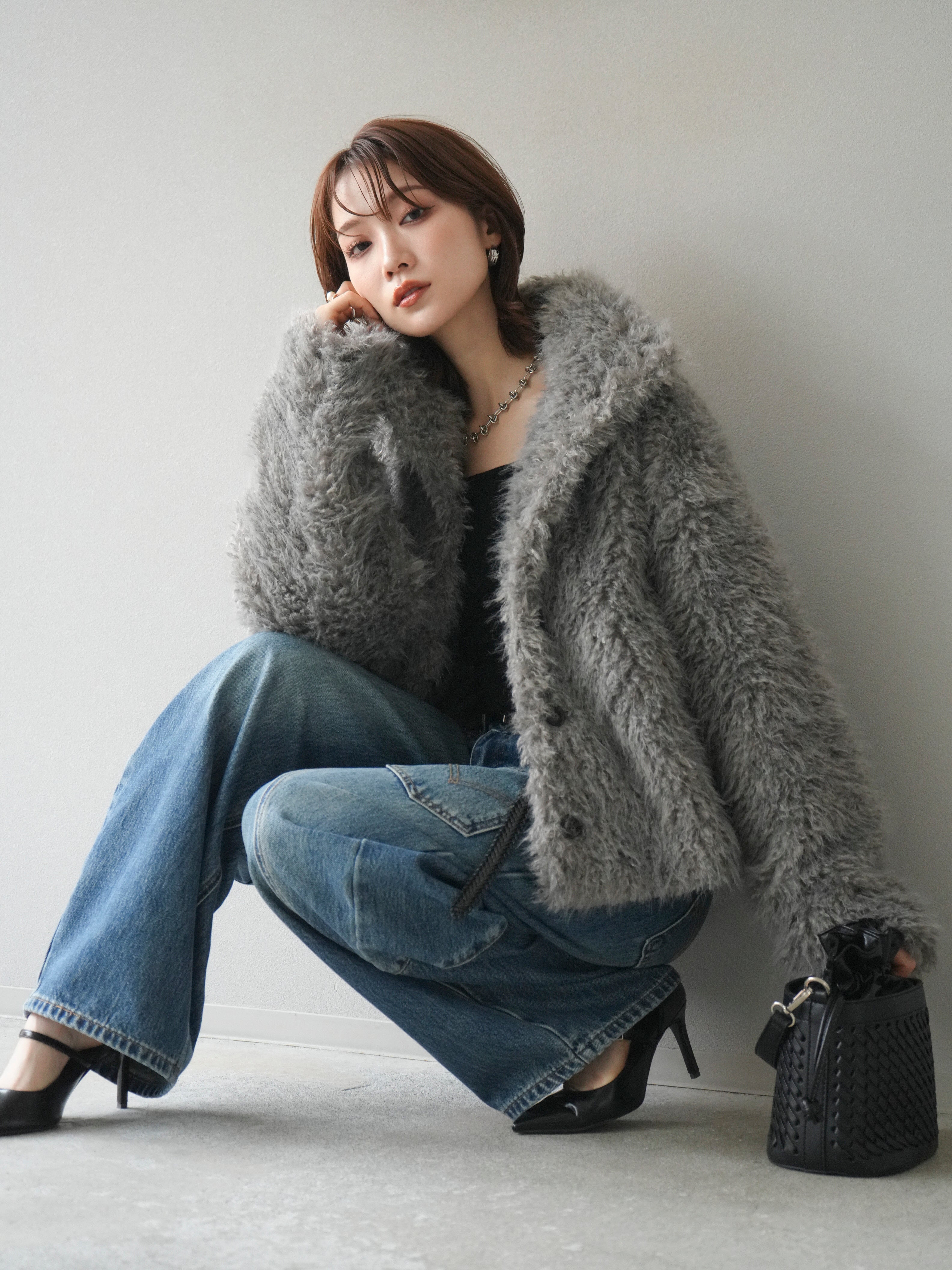 予約]シャギーファースタンド2WAYジャケット/ gray – Lumier