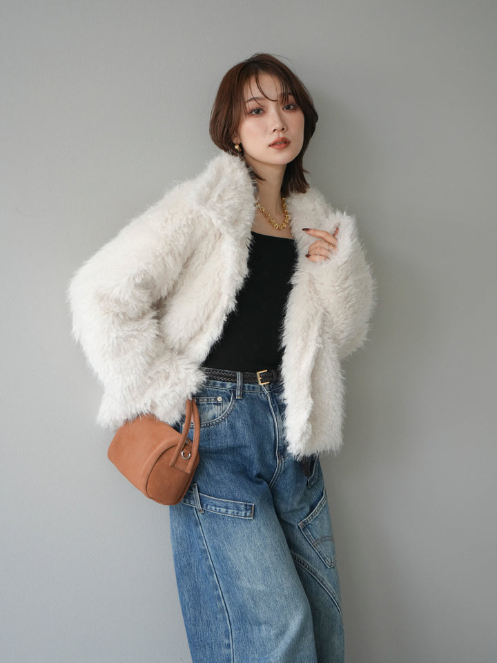 [予約]シャギーファースタンド2WAYジャケット/ivory