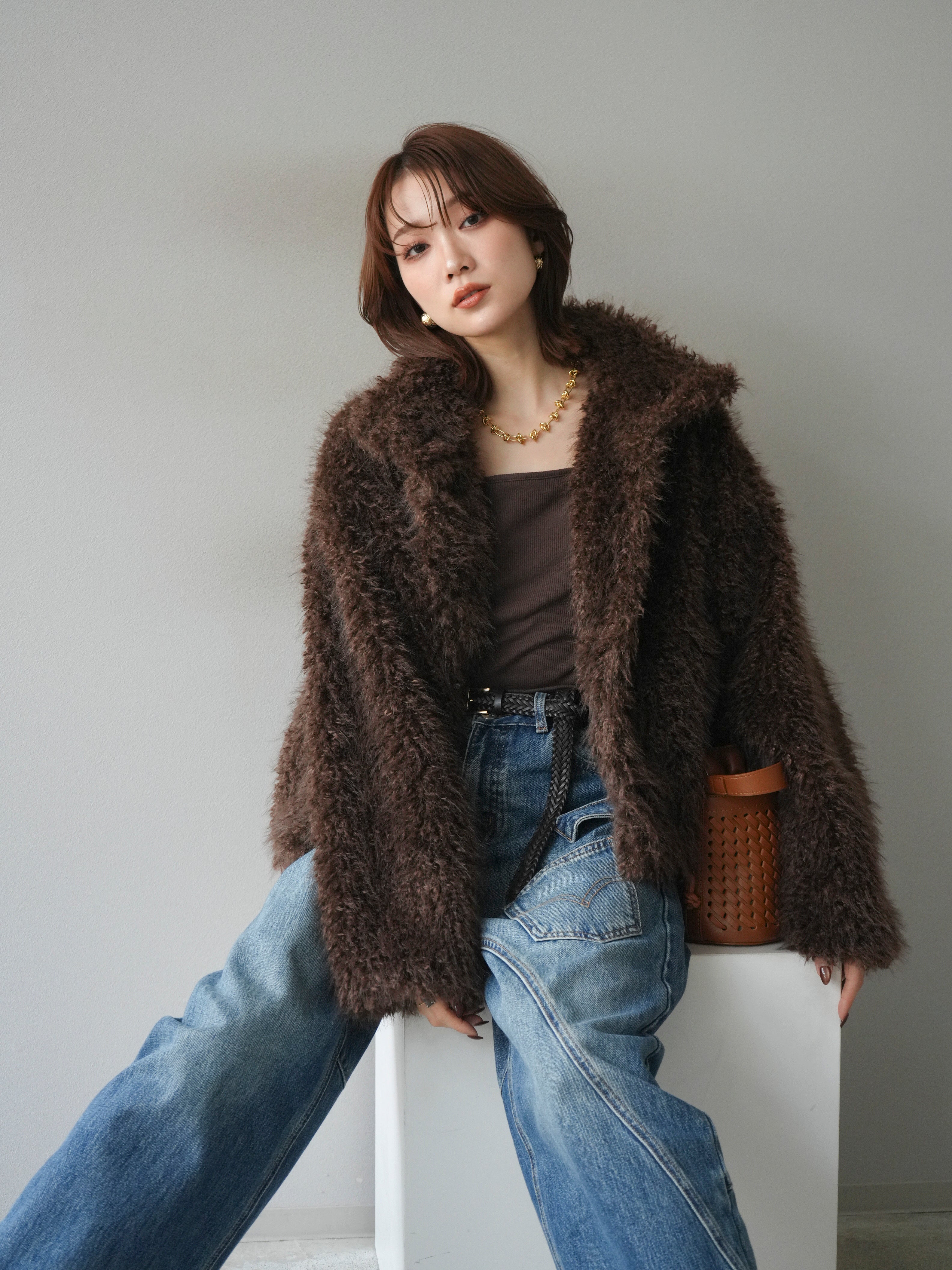 予約]シャギーファースタンド2WAYジャケット/brown – Lumier