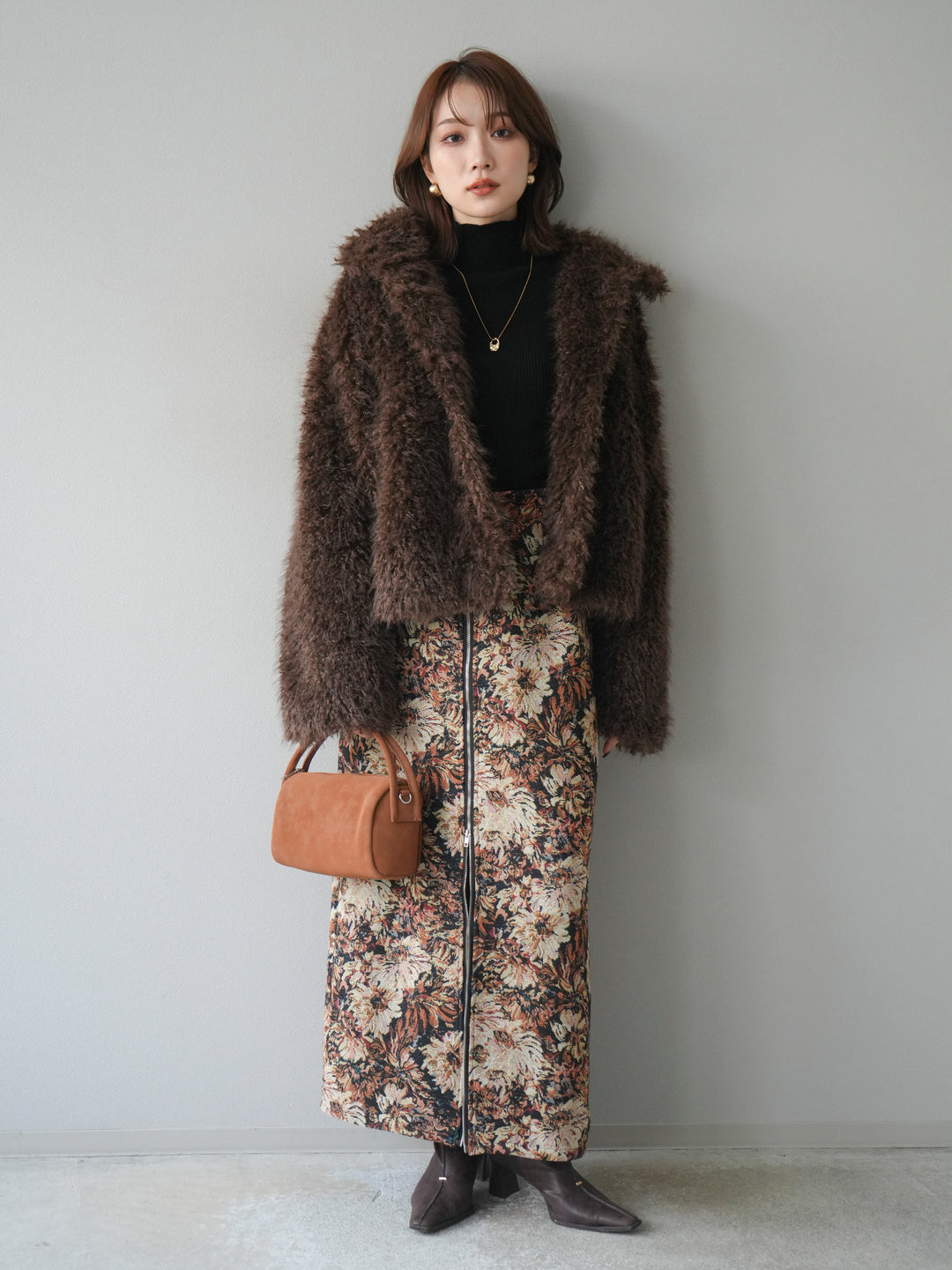 [予約]シャギーファースタンド2WAYジャケット/brown