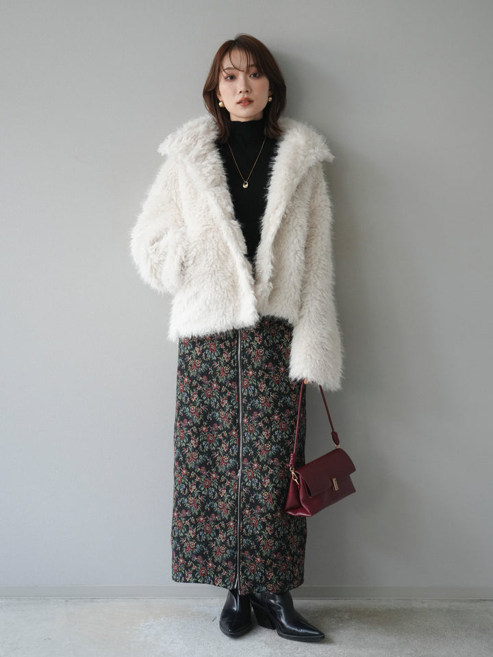 [予約]シャギーファースタンド2WAYジャケット/ivory