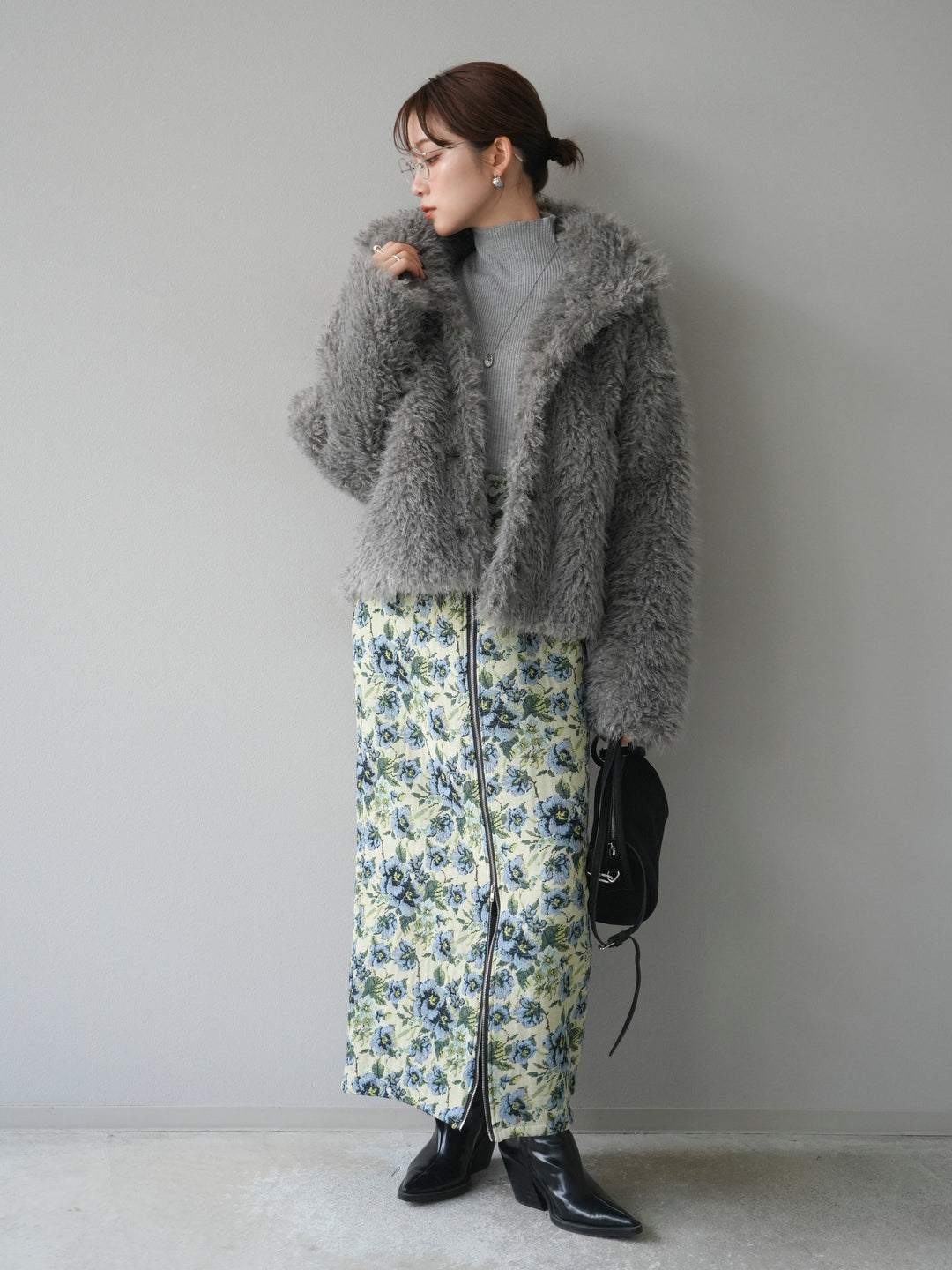 [予約]シャギーファースタンド2WAYジャケット/ gray