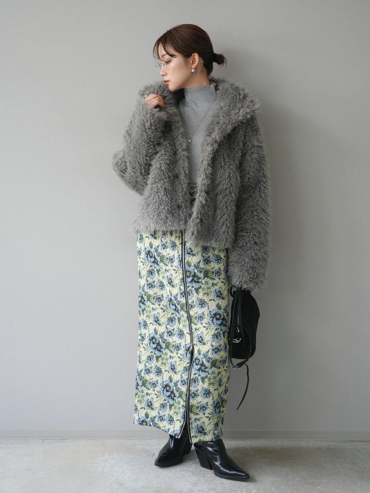 [予約]シャギーファースタンド2WAYジャケット/ gray