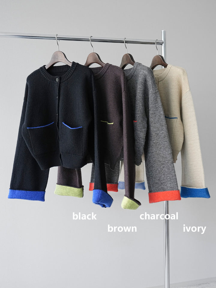 [SET]バイカラーオーバーニットカーディガン+バイカラーオーバーニットカーディガン(2set)