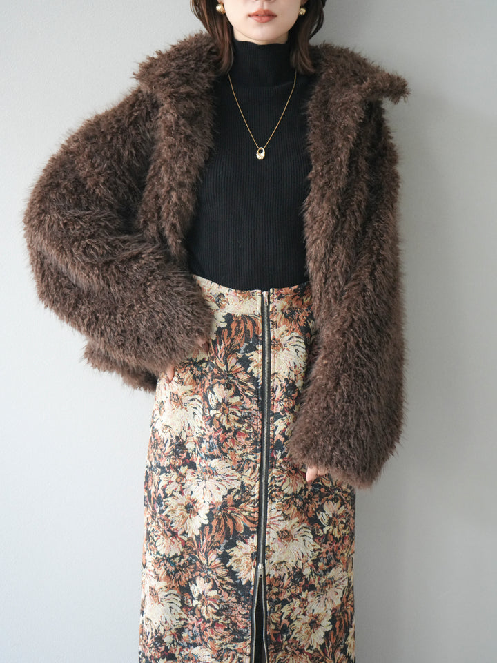 [予約]シャギーファースタンド2WAYジャケット/brown