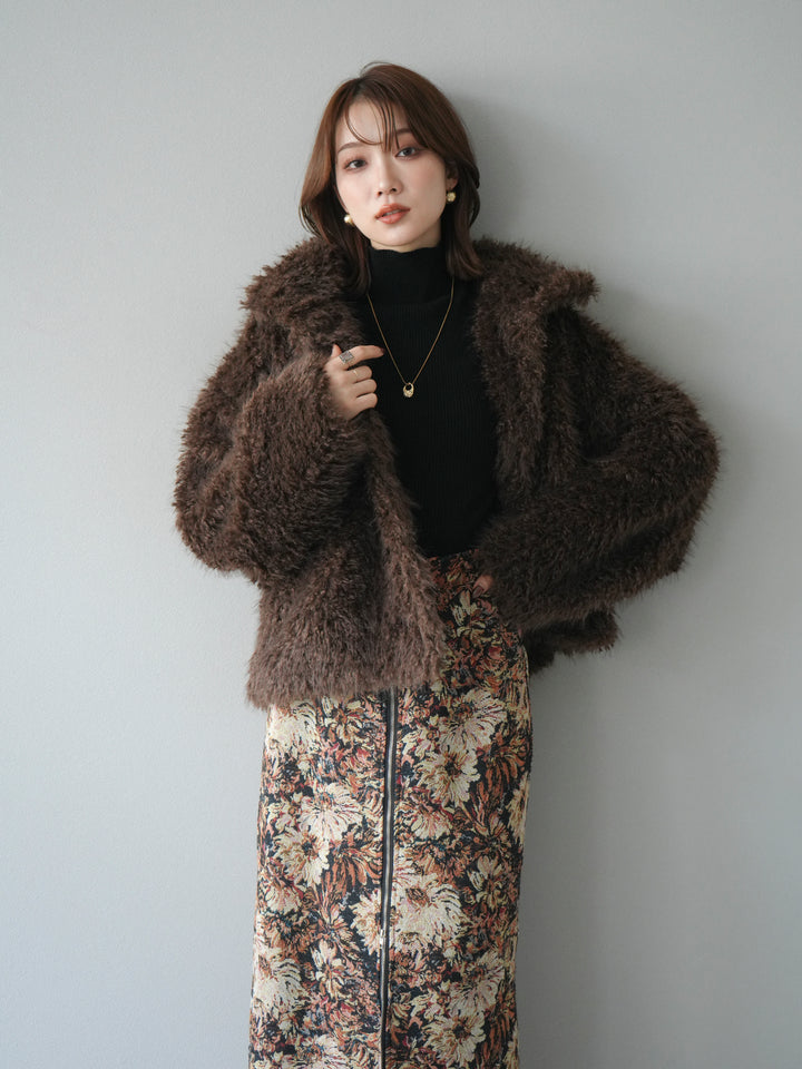 [予約]シャギーファースタンド2WAYジャケット/brown