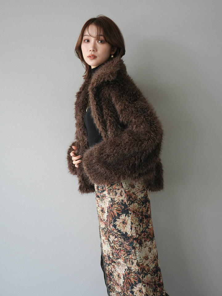 [予約]シャギーファースタンド2WAYジャケット/brown