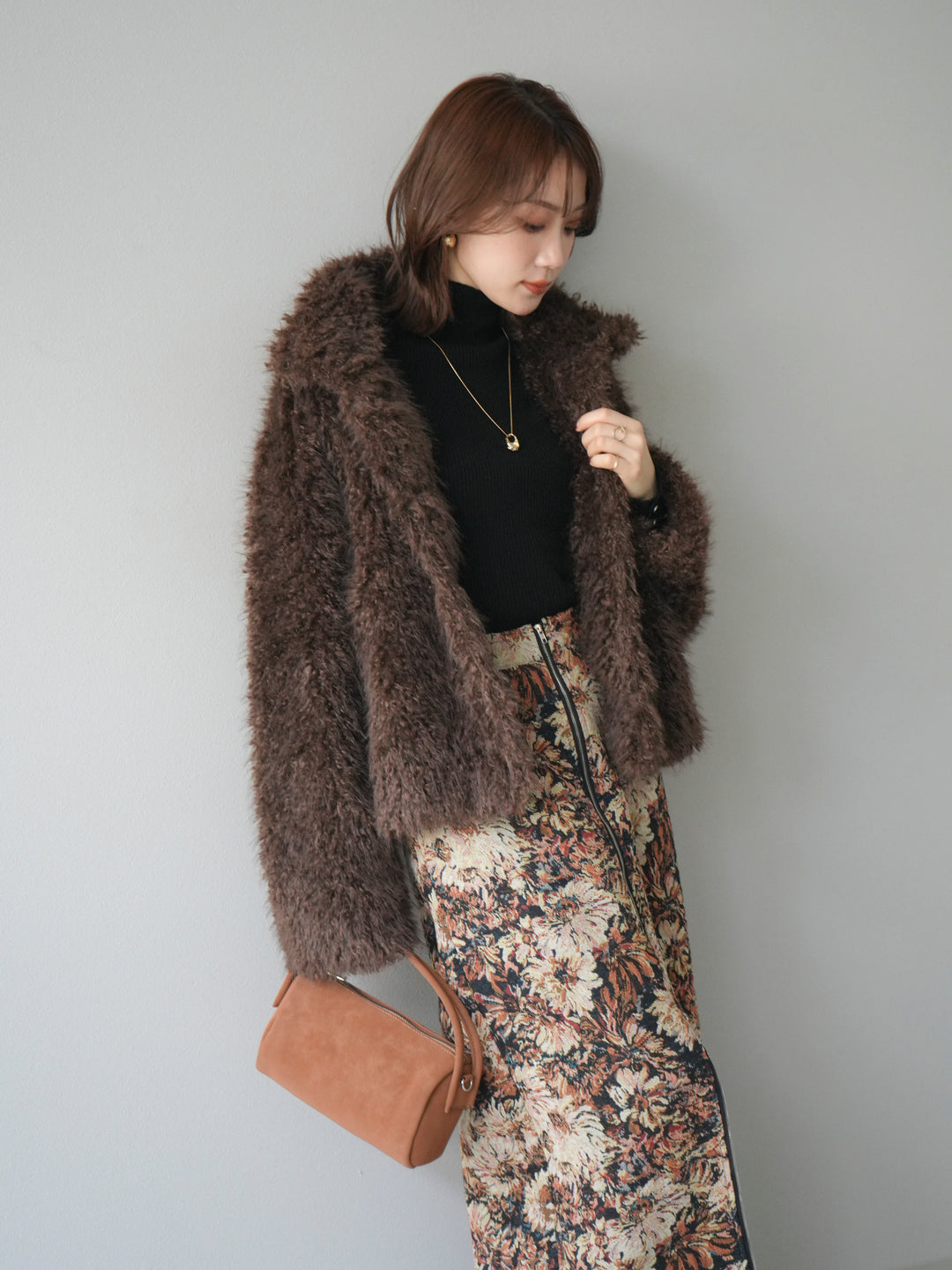 [予約]シャギーファースタンド2WAYジャケット/brown