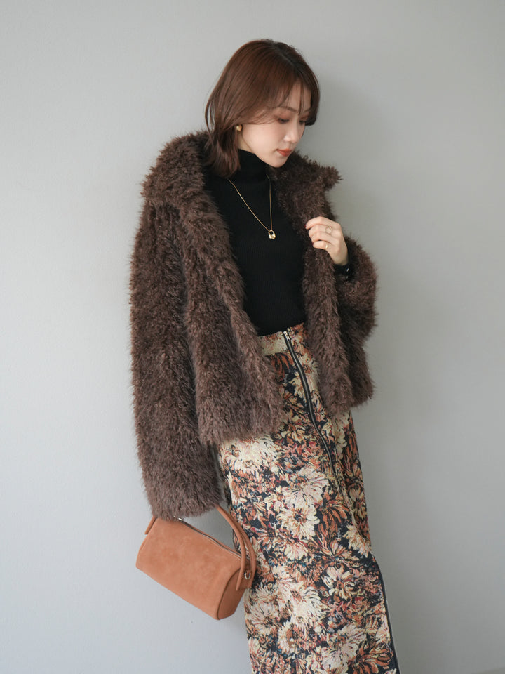 [予約]シャギーファースタンド2WAYジャケット/brown