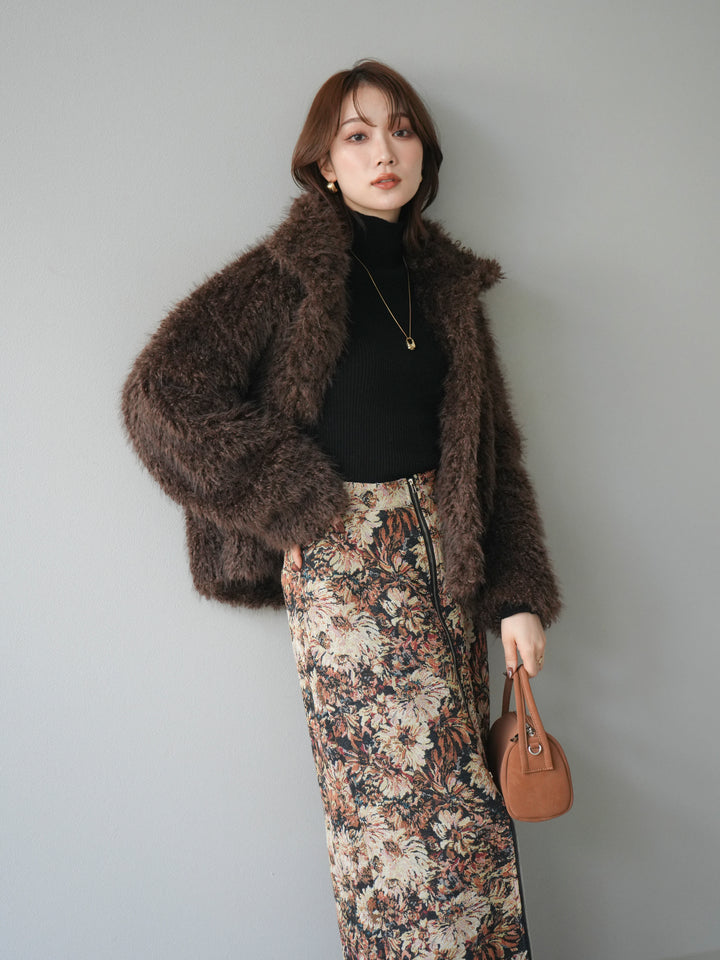 [予約]シャギーファースタンド2WAYジャケット/brown