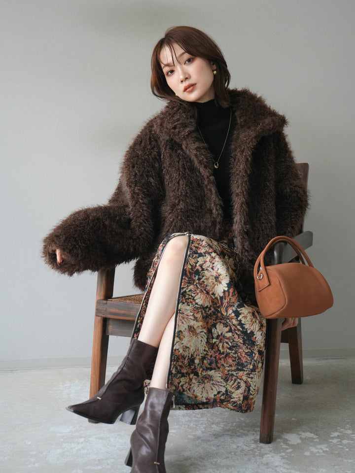 [予約]シャギーファースタンド2WAYジャケット/brown