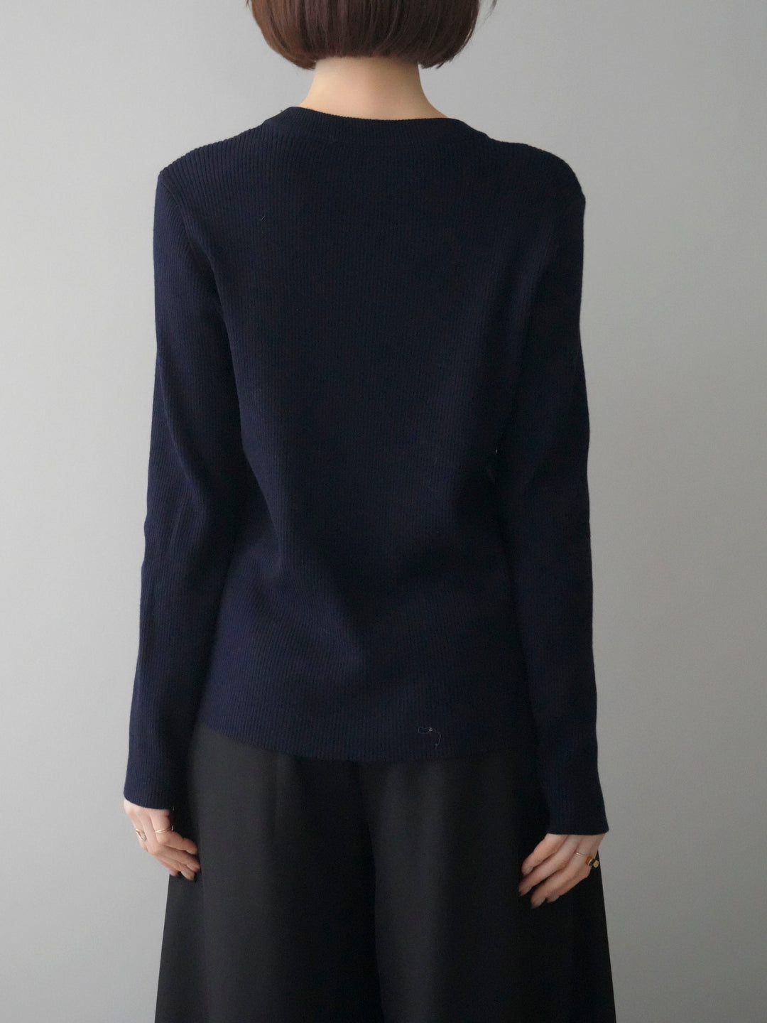 [予約]バイカラーデザインポケット配色ヘンリーネックニットソー/navy