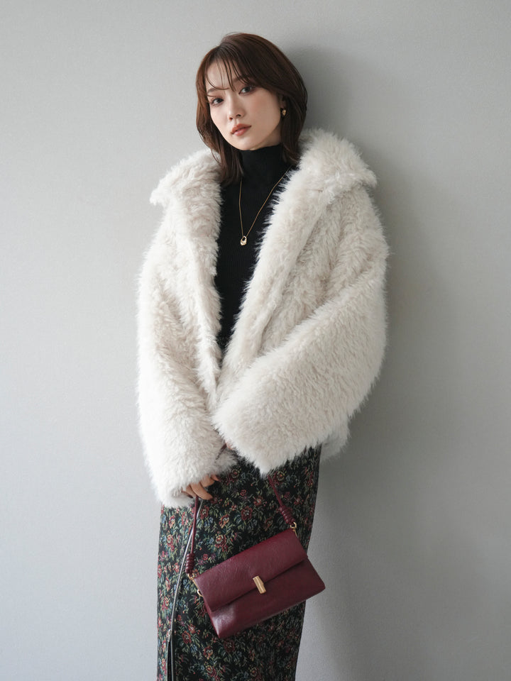 [予約]シャギーファースタンド2WAYジャケット/ivory