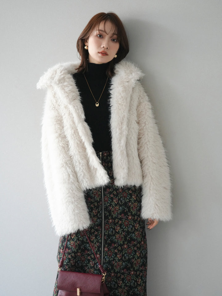 [予約]シャギーファースタンド2WAYジャケット/ivory