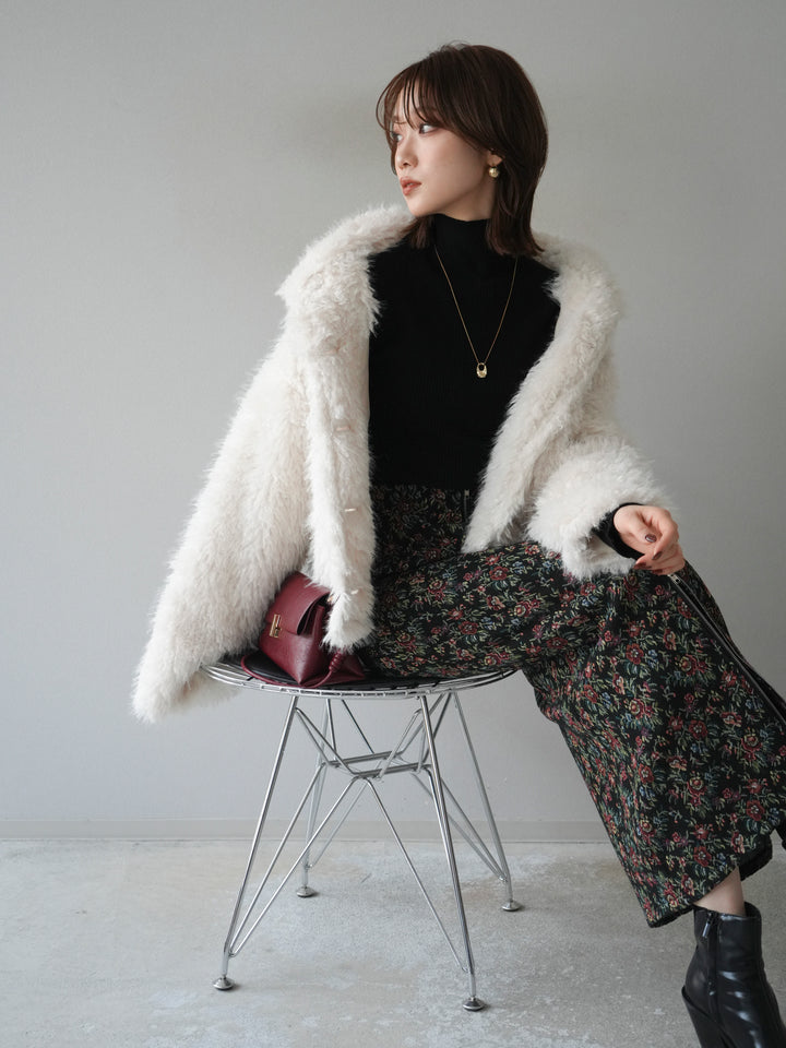 [予約]シャギーファースタンド2WAYジャケット/ivory