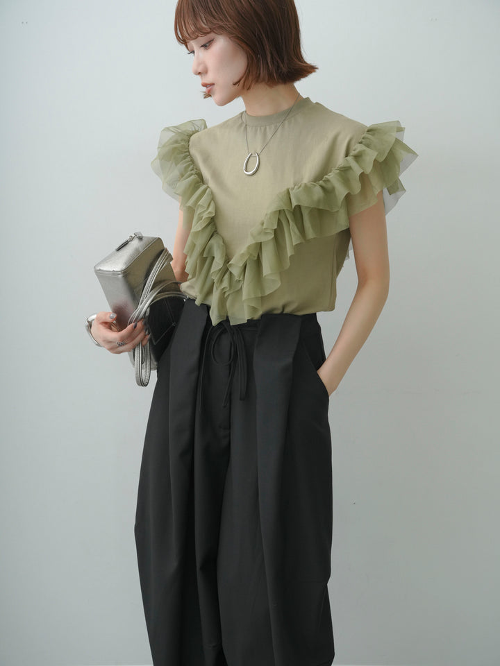 [SET]マルチwayフリルフレンチTEE+選べるアクセセット(2set)