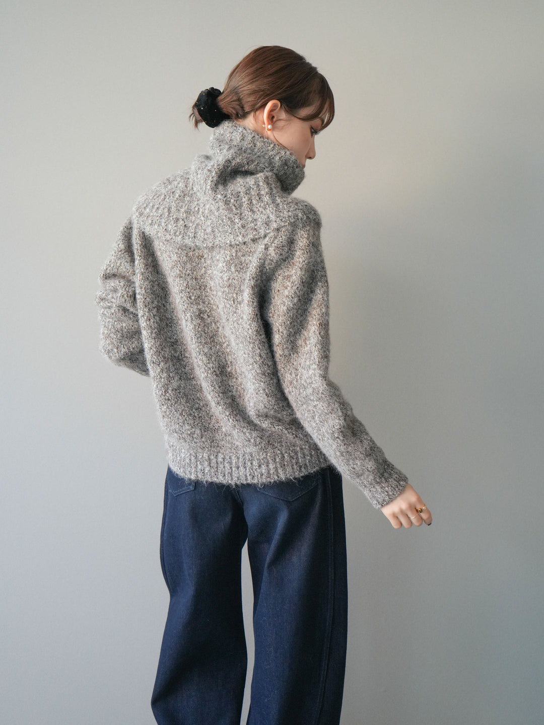 [予約]ネック付MIXニットアンサンブル/brown