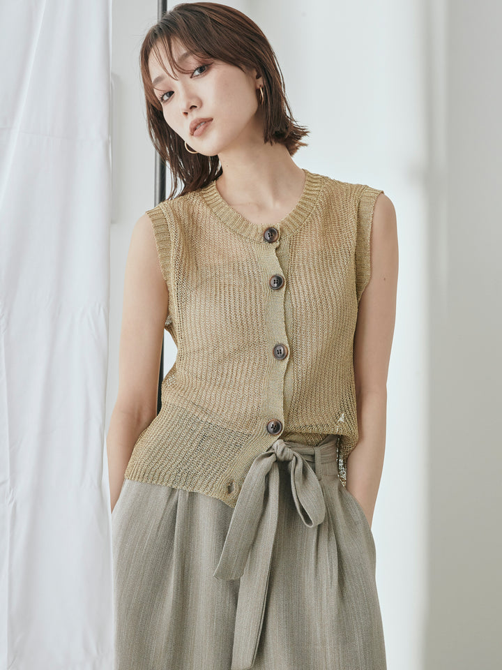 [預購] 細繩針織背心/金色