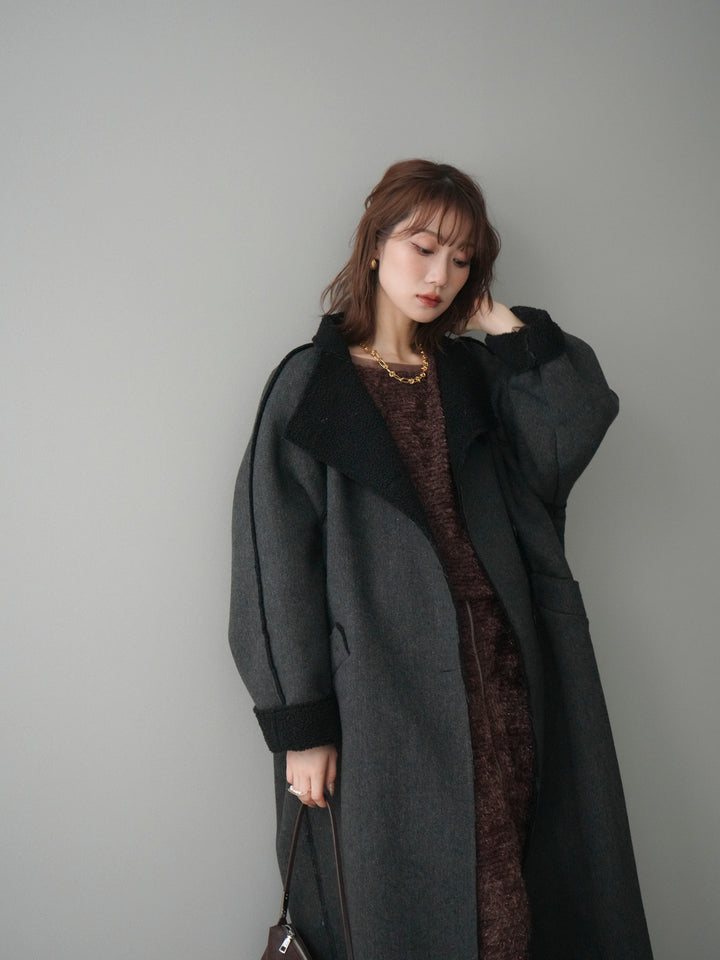 [予約]アウトシーム裏ボアコート/black