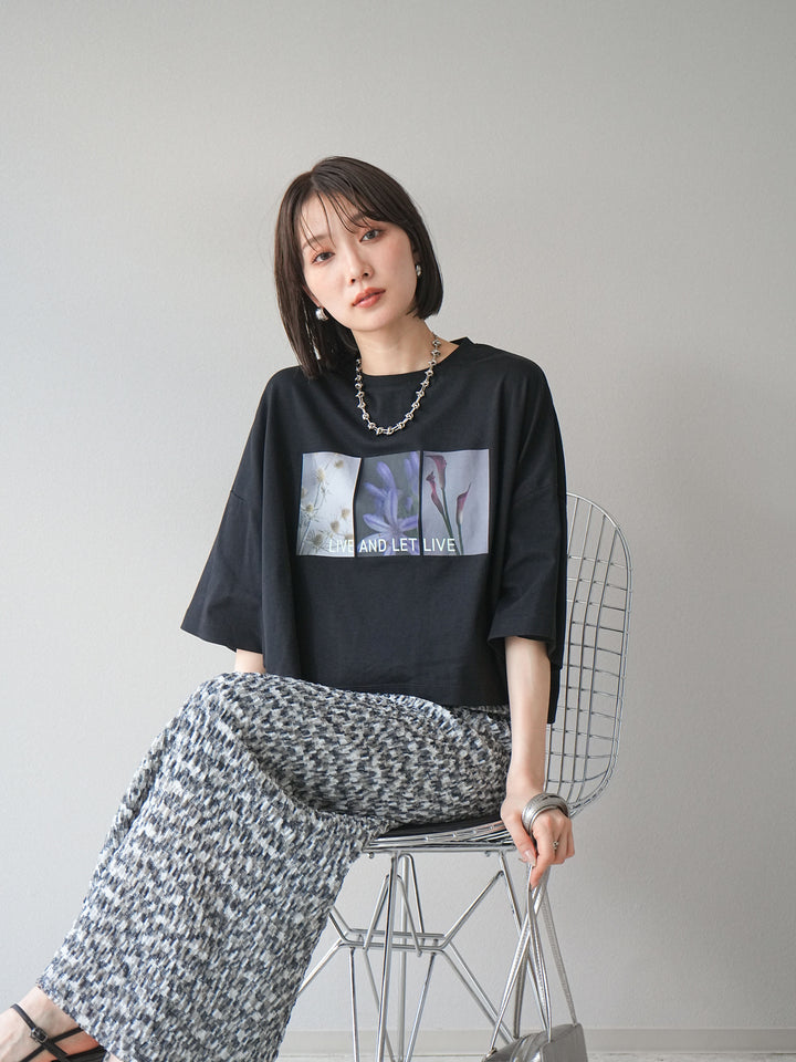 [預購] 光滑照片印花Logo變色短T卹/黑色