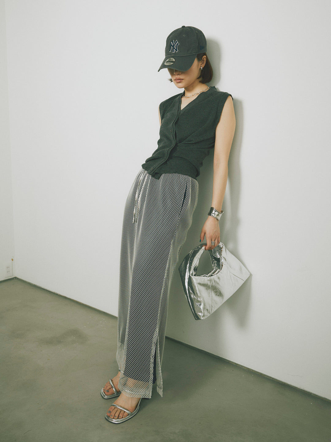 [予約]メッシュレイヤードスカート/ライトグレー