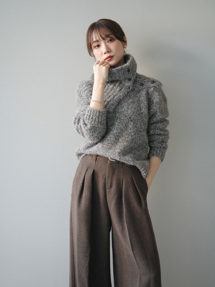 [予約]ネック付MIXニットアンサンブル/brown