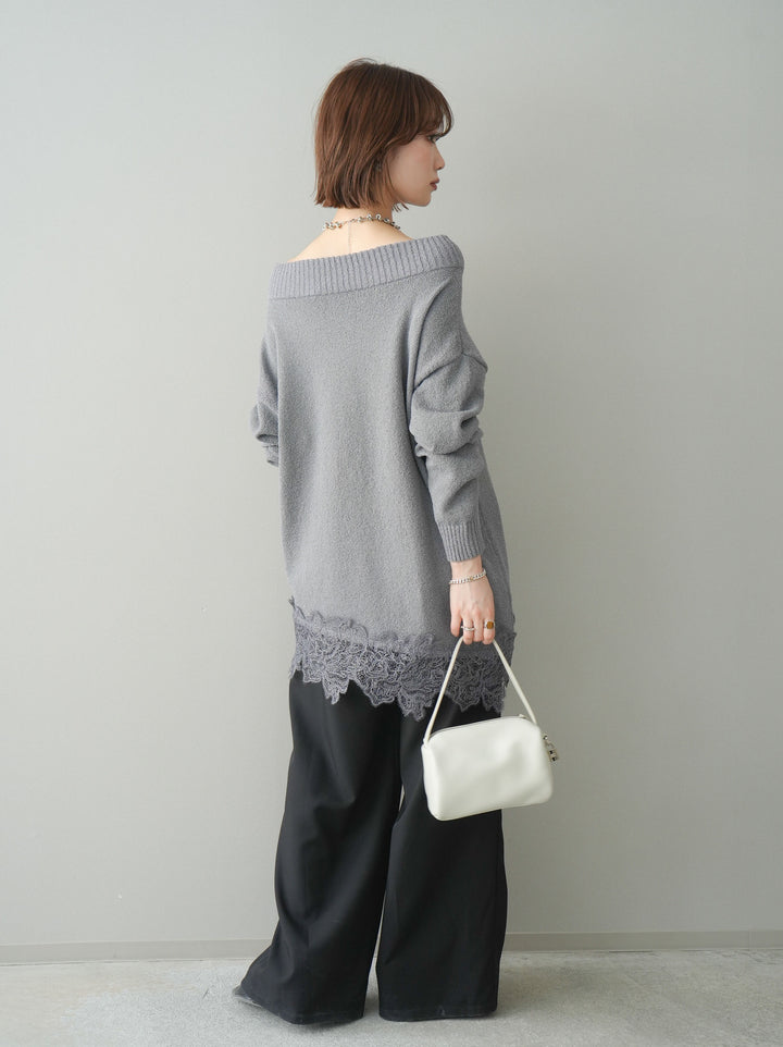 [予約]ベルト付キーホルダーモチーフワイドパンツ/black