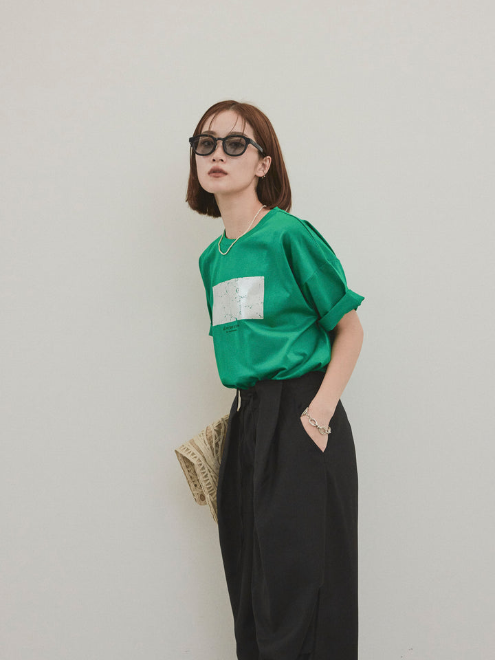 [予約]箔プリントドライタッチコットンTEE /グリーン