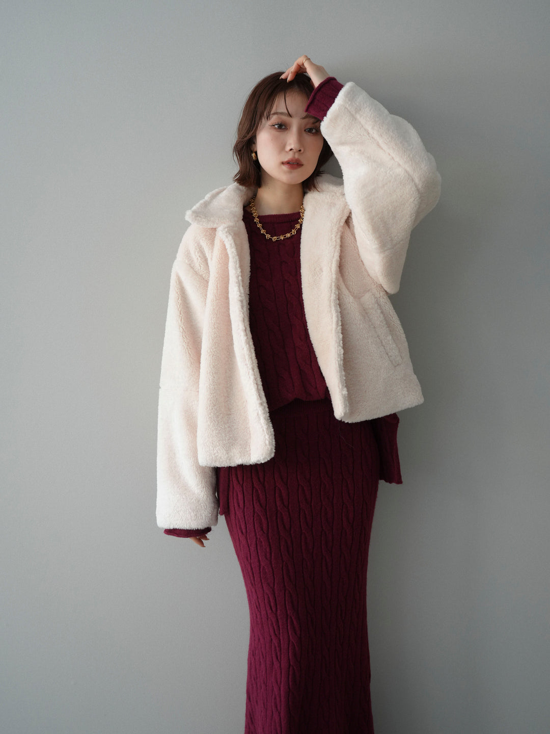 [SET]エコファーステンカラージャケット+エコファーステンカラージャケット(2set)