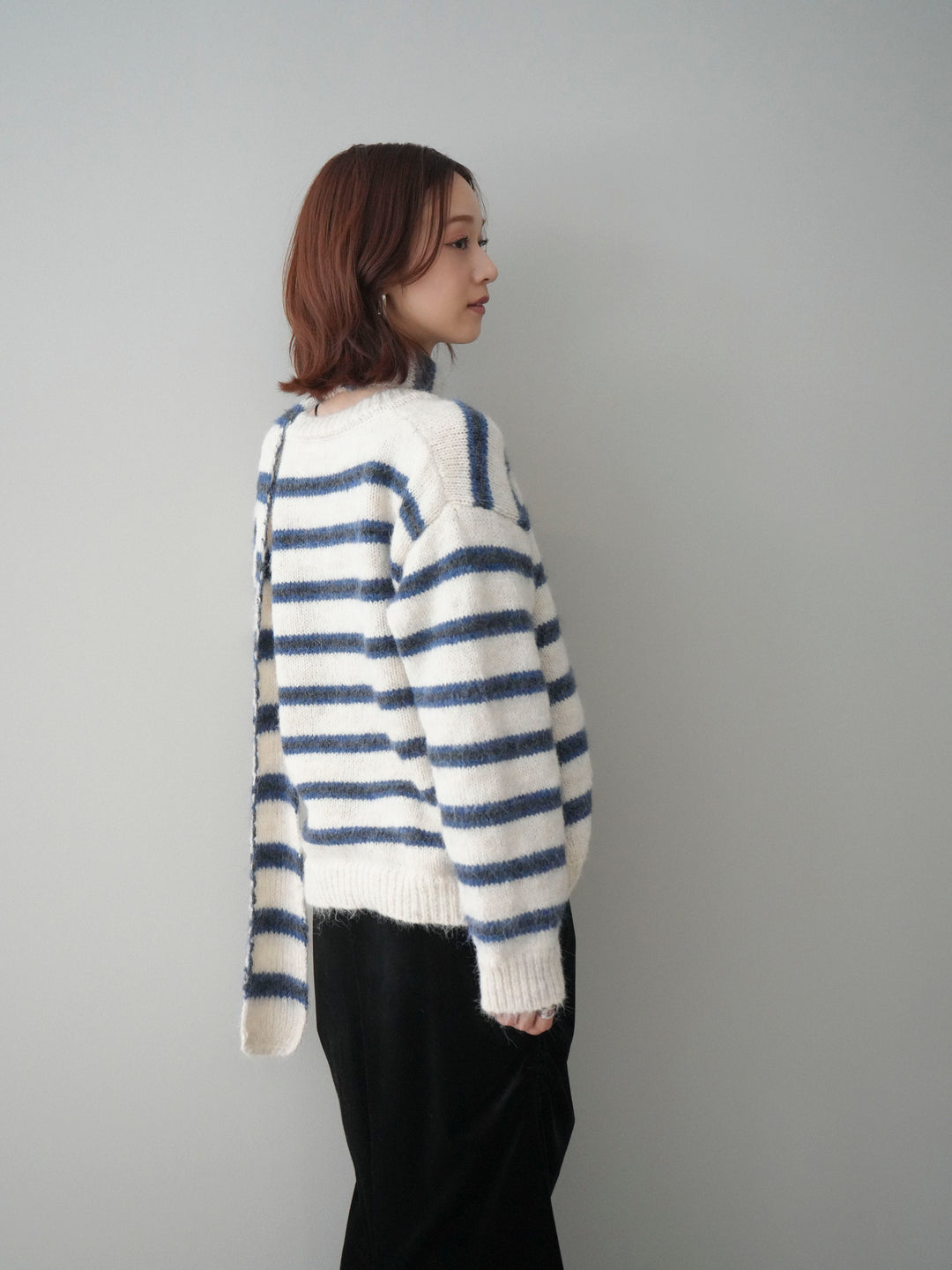 [SET]ボウタイ付きボーダーニットプルオーバー+ボウタイ付きボーダーニットプルオーバー(2set)