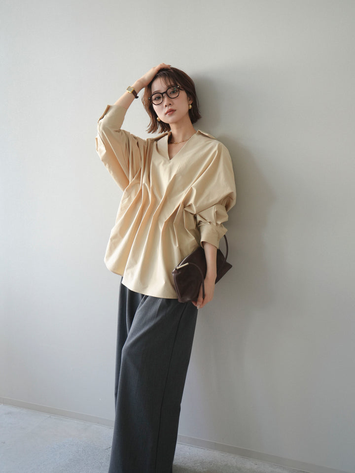 [予約]ウエストギャザースキッパーシャツ/beige