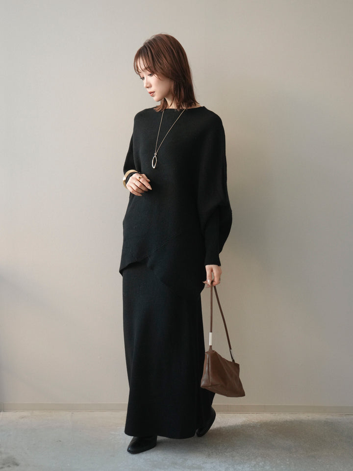 [SET]ウール混ドルマンニット&スカートSET UP(2set)