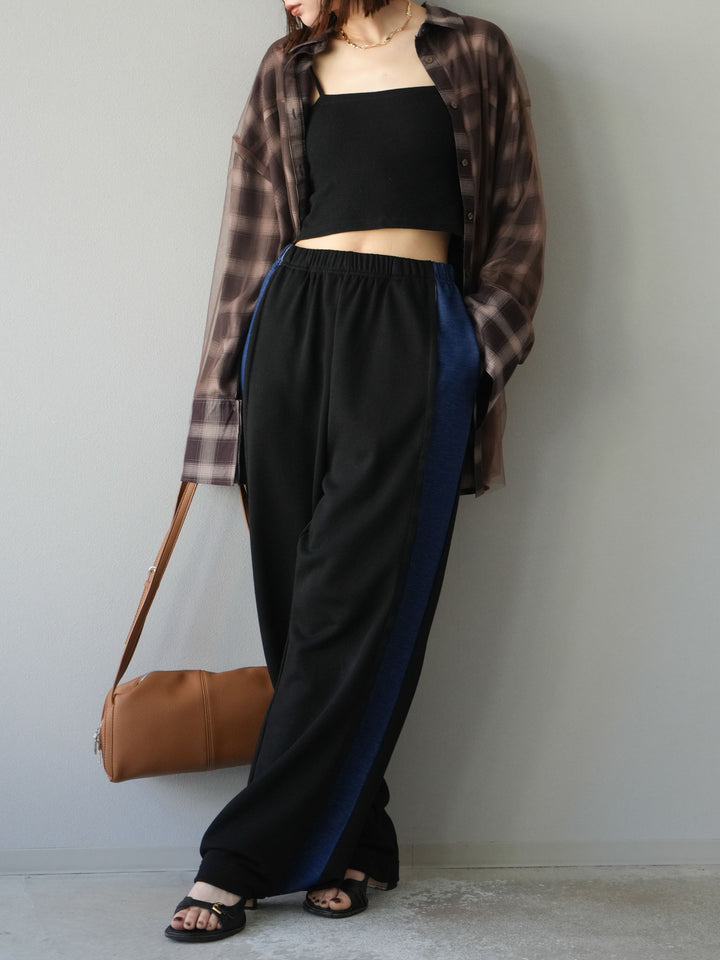 [予約]チュールドッキングチェック柄オーバーサイズシャツ/ブラウン