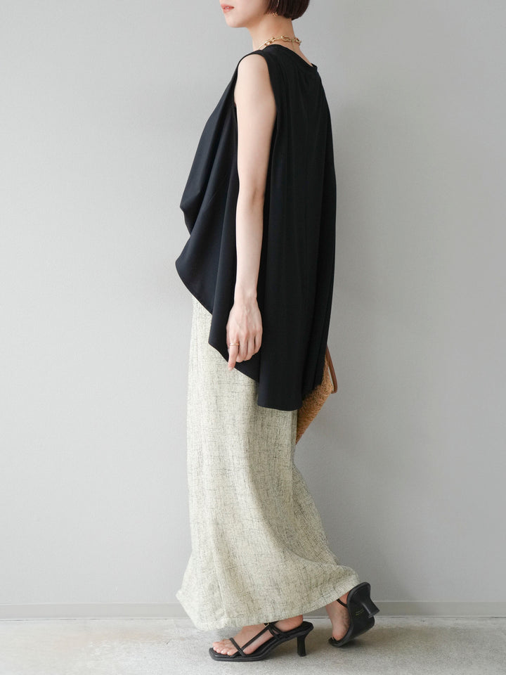 [予約]サマーツイードタックサイドスリットスカート/ベージュ