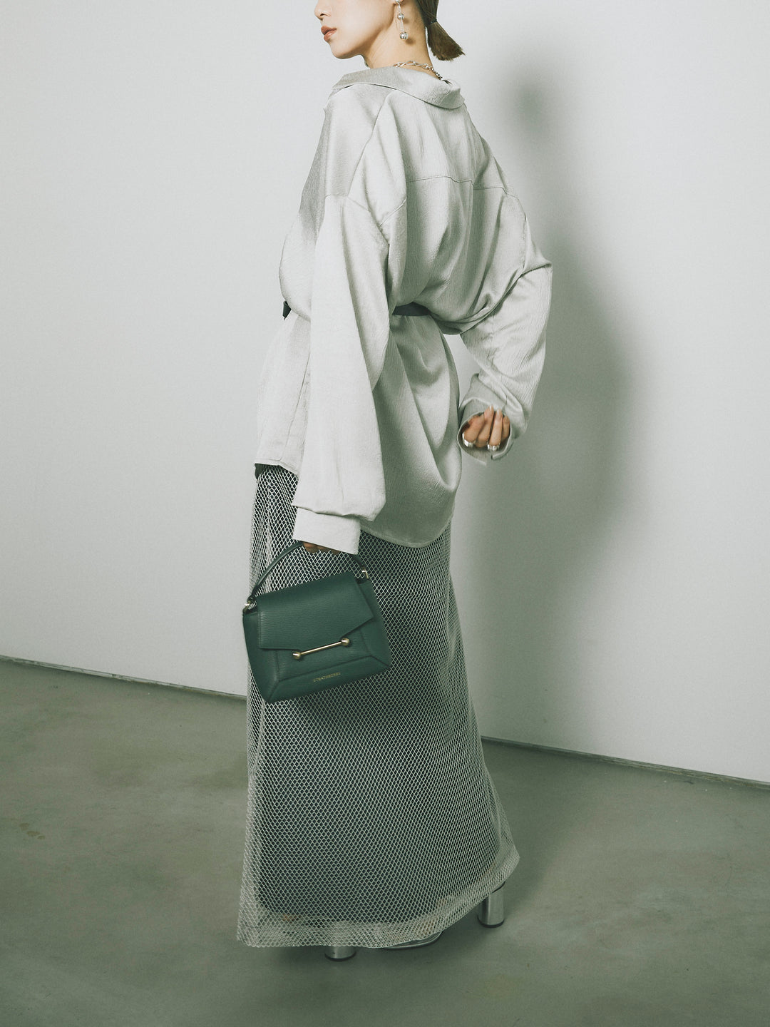 [予約]メッシュレイヤードスカート/ライトグレー