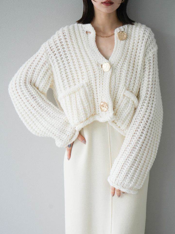 [予約]スクエアネックニットワンピース/アイボリー