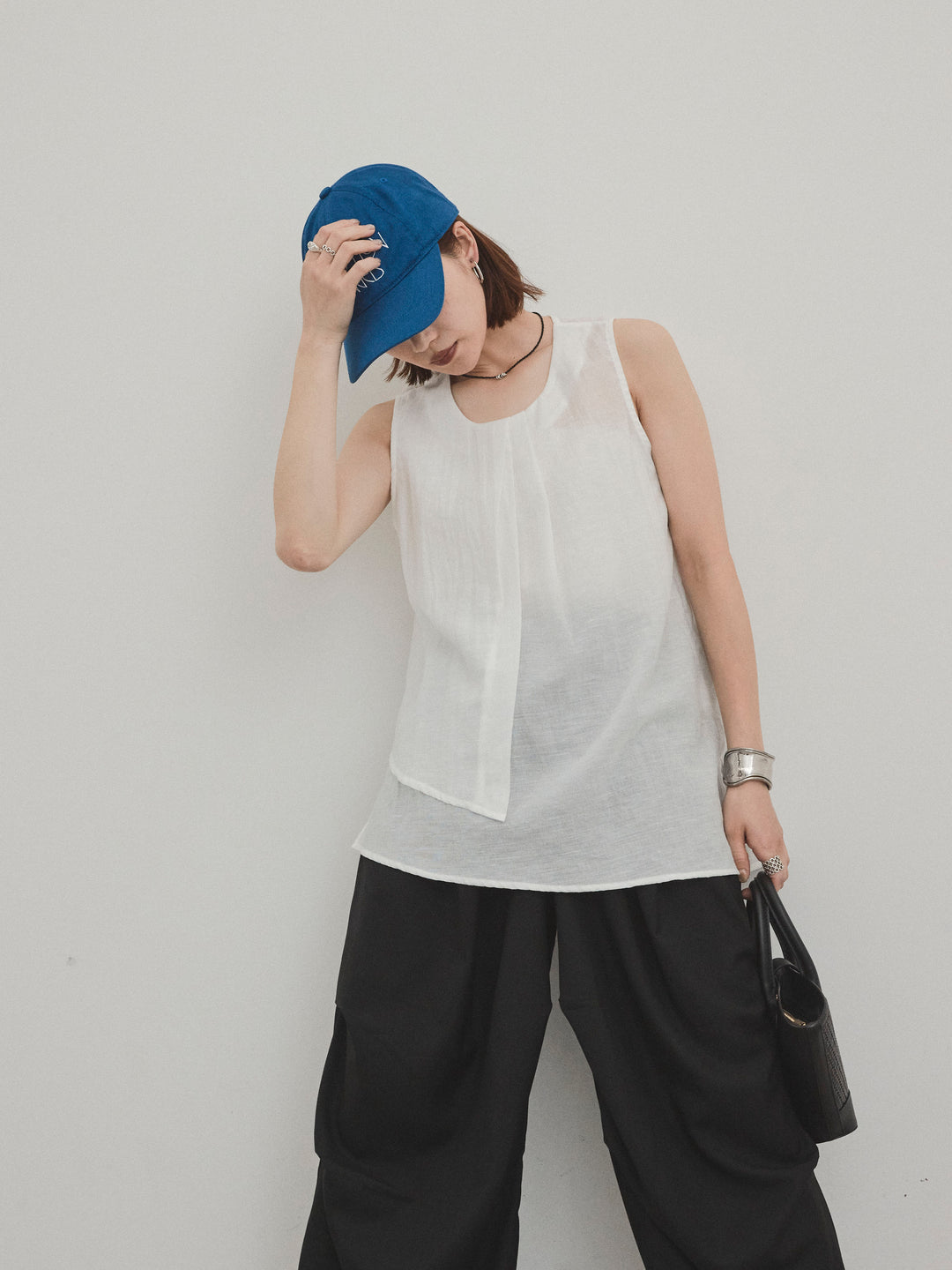 [予約]シアータックアシンメトリーブラウス/アイボリー