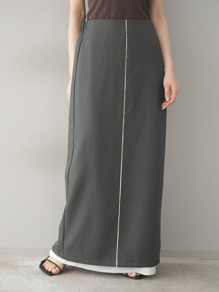 [予約]カットオフレイヤードスカート/チャコール