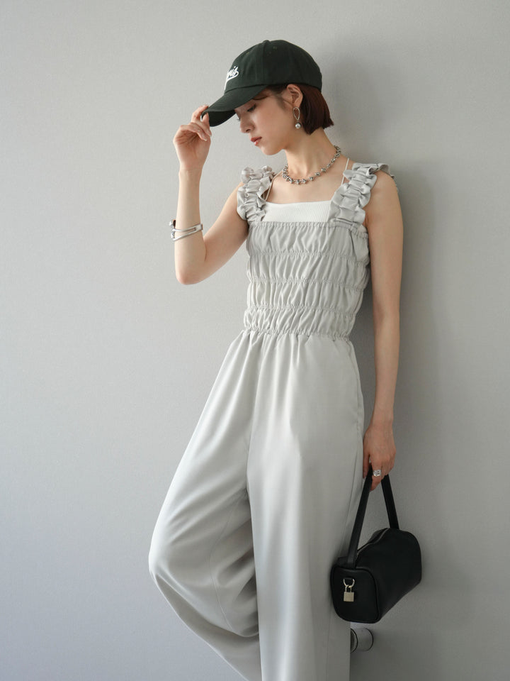 [予約]ヘザーエステルシャーリングサロペット/アイボリー