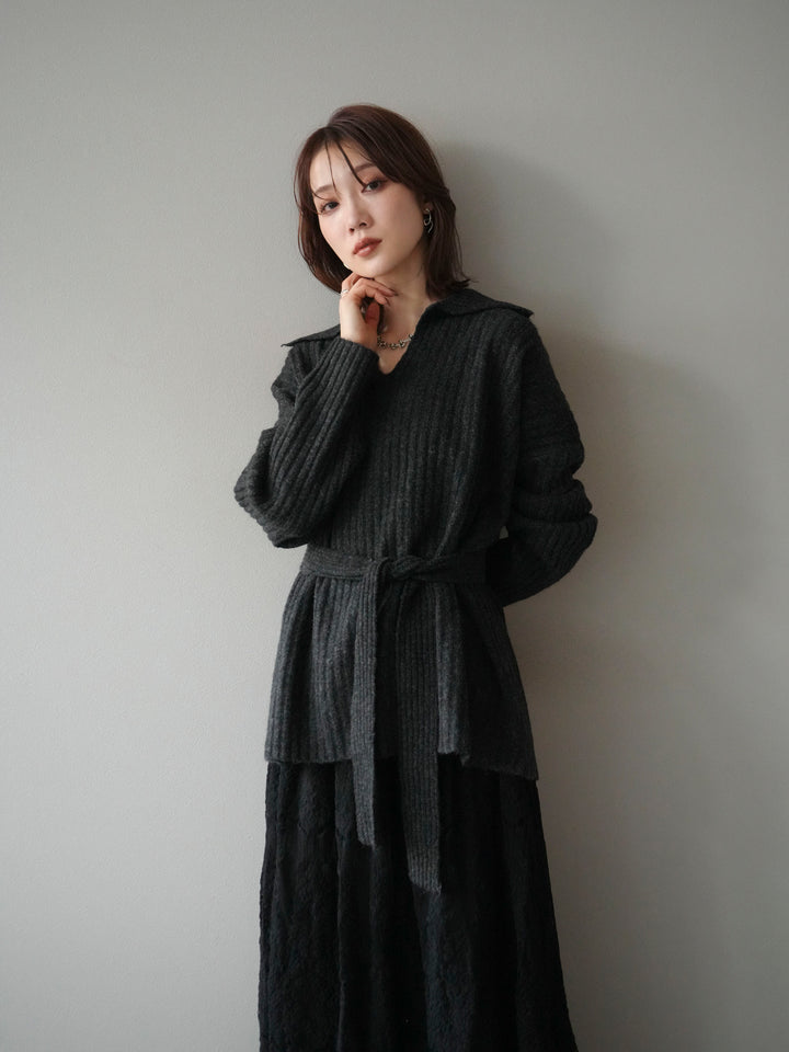 [予約]ワイドリブポロニットプルオーバー/darkgray