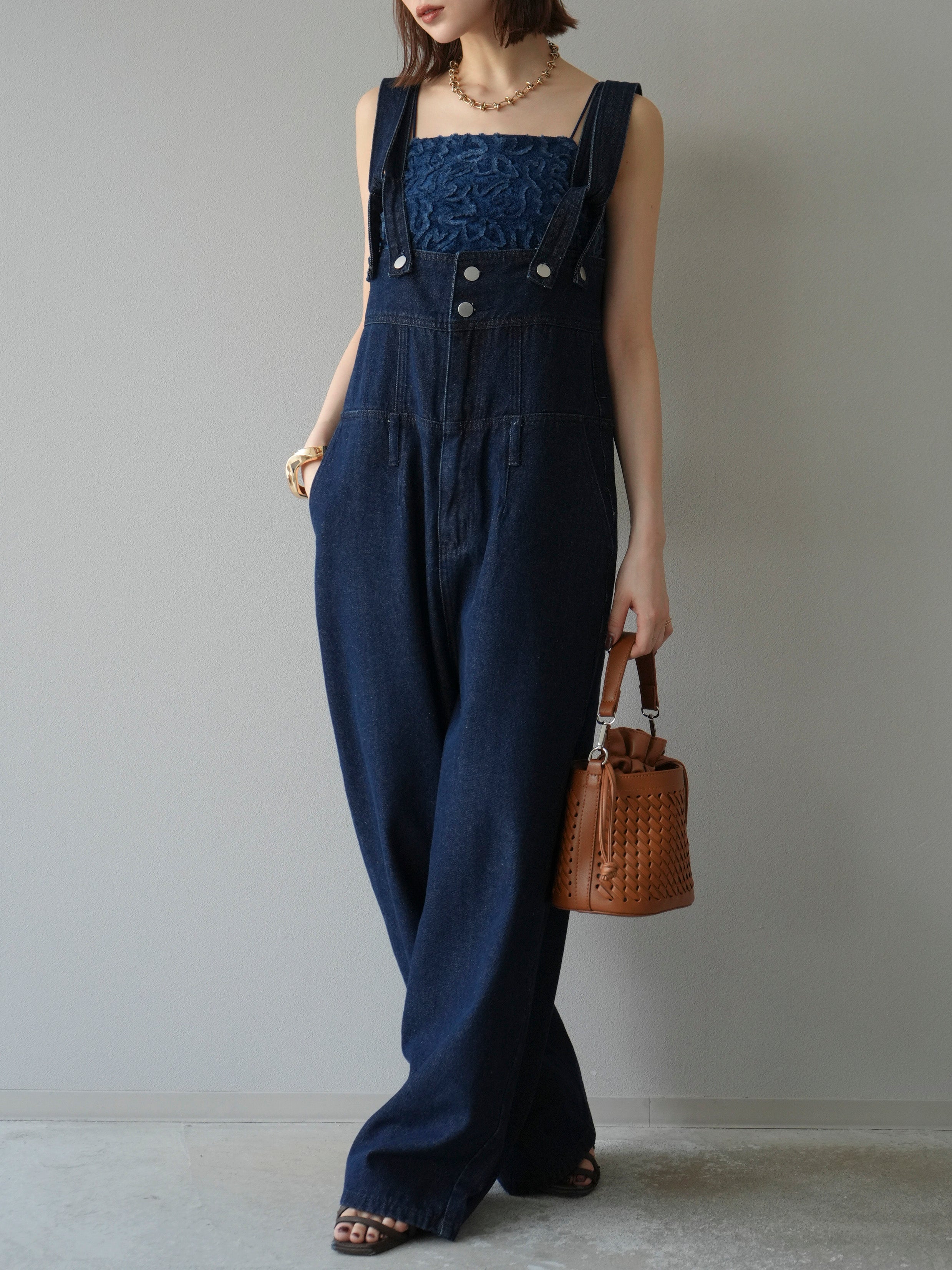 新品　rimir ハイウエストサロペット rimir ホワイトハイウエストサロペット ハイウエストサロペット【white