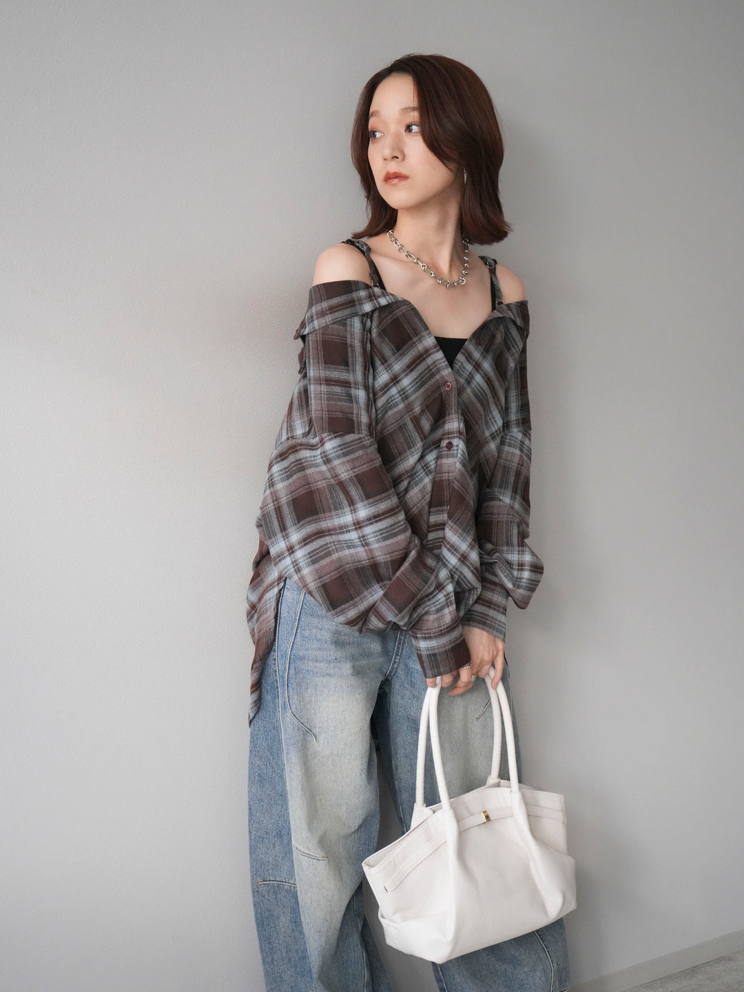 [予約]マルチウェイチェックシャツ/brownblue