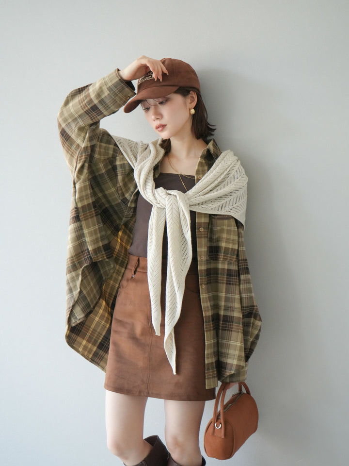 [予約]起毛チェックオーバーシャツ/ベージュ