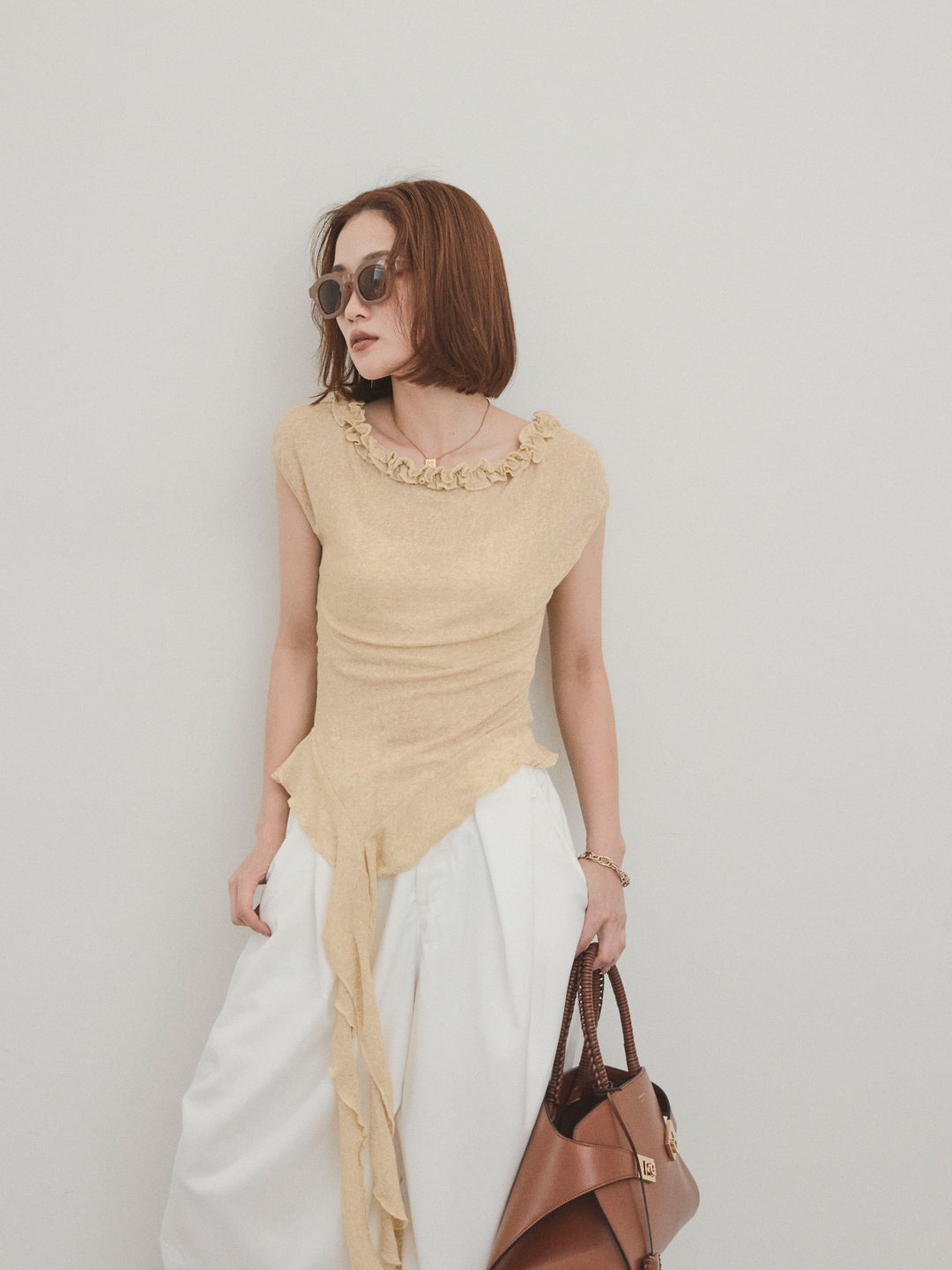 [SET]ラッフルシアーニットタンクトップ+ラッフルシアーニットタンクトップ(2set)